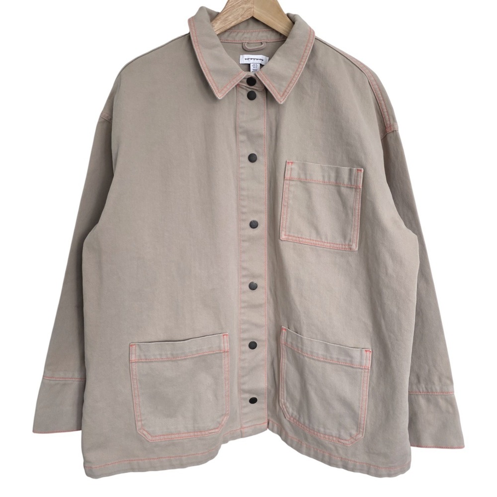 Topshop Beige Denim Neon Stitch‎ Shacket US 12